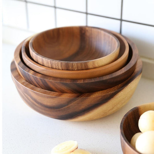 Kitchen Natural Wooden Bowl Household Fruit Bowl Salad Bowl For Home Restaurant Food Container Wooden Utensils Note The Size Hot - My Cozy Home