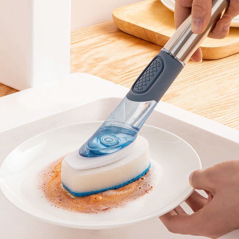 New Multifunctional Dish Brush Household Kitchen Oily Sponge Long Handle Cleaning Brush - My Cozy Home