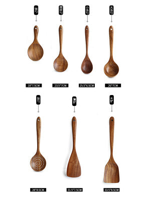 Natural Wood Cooking Utensil Set - My Cozy Home