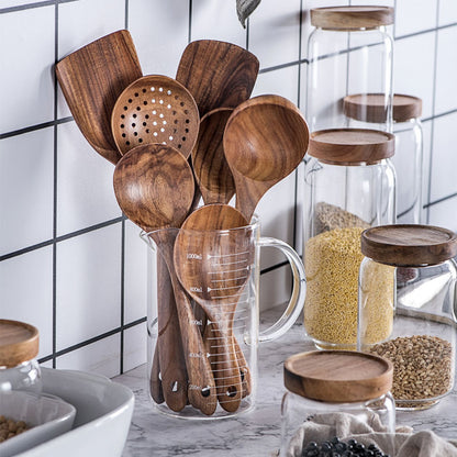 Natural Wood Cooking Utensil Set - My Cozy Home